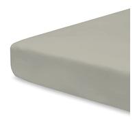 Pizuna Travel Cot Fitted Sheet 60 x 120 cm, Silver, 400 Thread Count 100% Long Staple Cotton Fitted Bed Sheet, Soft Sateen Weave Travel Cot Sheet with 15 cm Deep Pocket