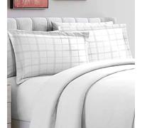 Pizuna White Big Checked Bedding Cotton King Size Pillow Cases 2 Pc, 300 Thread Count 100% Long Staple Cotton Checks Pillow Cover, Sateen King Pillow Cases 50 x 90cm (Damask Bedding Set)