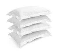 Pizuna White Pillow Cases 4 Pack Cotton 400 Thread Count 50 x 75 cm | 100% Long Staple Combed White Cotton Pillow Cases pack of 4 Sateen Weave Pillow Case x (Cooling Pillowcases)