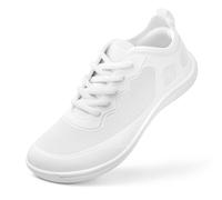 PIZZ ANNU Luna Womens Barefoot Shoes Wide Toe Box Zero Drop Lightweight Everyday Casual Walking Sneakers with Removable Memory Foam Insole White Size 3 Wide