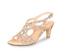 PIZZ ANNU Women's Amelia Heels Sandals Sparkle Crystal Open Toe Slingback High Heel Sandals Dress Pumps Shoes for Party Wedding, Champagne, 8