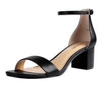 PIZZ ANNU Women's Low Block Chunky Heels Sandals Comfortable Open Toe Ankle Strap Party Dress Pump Shoes Strappy Buckle Heeled Sandal with 2 Inches Tall Thick Heel Design, Black, 6.5