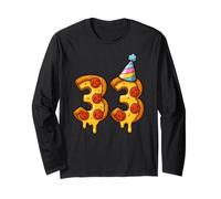 Pizza 33rd Birthday 33 Years Old Party Hat Bday Boys Girls Long Sleeve T-Shirt