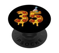 Pizza 35th Birthday 35 Years Old Party Hat Bday Boys Girls PopSockets Adhesive PopGrip