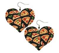 Pizza 3d Elegant Leather Heart-Shaped Earrings-Fashionable And Unique Accessories For Everyday Wear