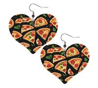 Pizza 3d Elegant Leather Heart-Shaped Earrings-Fashionable And Unique Accessories For Everyday Wear
