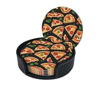 Pizza 3d The Circular Leather Coaster Comes In A 6-Piece Set With A Dedicated Storage Box For Easy Storage And Cleaning