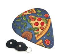 Pizza 6 Pack Guitar Picks With Holder, Personalized Guitar Plectrums Non-Slip Portable Ukulele Bass Picks 0.96mm For Acoustic Guitar Lovers Gifts