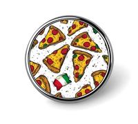Pizza And Italian Flag Cute Metal Badge 1" Button Brooch Round Decorative Shirt Lapel Pins for Hat Backpack Clothing