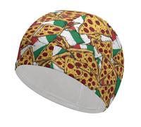 Pizza And Italian Flag Funny Swim Cap Breathable Swimming Hat