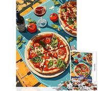 Pizza And Wine Still Life for Adults 1000 Piece Puzzle Train Logical Thinking And Problem-solving Relaxing Stress Free Enjoyment (38x52cm)