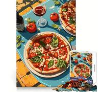 Pizza And Wine Still Life Jigsaw 1000 Pieces for Teenagers Thought Training Leisure Activity Snug Fit Great Gift size 38x26cm