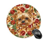 Pizza And Yorkie Dogs Round Mouse Pad for Office Home