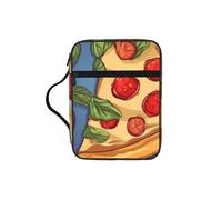 Pizza Bible Cover with Zipper, Bible Case Organizer with Handle, Water-Resistant Oxford Fabric Bible Bag for Women Men 27x20cm