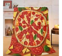 Pizza Blanket Soft Cozy Food Throw Blanket Gift for Women Girls Super Plush Warm Pizza Tamato Stuff Lightweight Fleece Flannel Gift Blankets for Kids Adults 50"X40"