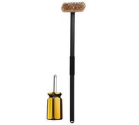 Pizza Brush - Stone Brush, Oven Cleaning Tool | Heat Brass Preplications, Scraper - Sturdy Wood Handle, Professional Grill Brush for Stone Ovens, BBQ and Cooking Pizzas