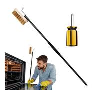 Pizza Brush with Adjustable Length Handle - Extendable Handle, Angled Brush, Durable Metal Structure, Comfortable Grip | Brush for Pizza Oven, Wood Oven, Grill, Easy Cleaning