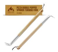 Pizza Bubble Popper Spinner Turning Fork Aluminum 17.5 inch with Wooden Handle and Leather Strap (2-Pack), Pizza Turner Peel - Outdoor Pizza Oven Accessories