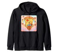 Pizza Bubble Tea Lover Cute Anime Kawaii Rainbow Zip Hoodie