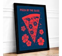Pizza by the Slice Modern Framed Wall Art Print A1 (84.1×59.4cm) Black, Wall Decor for Living Room, Bedroom, Office & Home, Ready to Hang, Art Gift