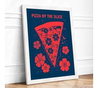 Pizza by the Slice Modern Framed Wall Art Print A2 (59.4×42cm) White, Wall Decor for Living Room, Bedroom, Office & Home, Ready to Hang, Art Gift