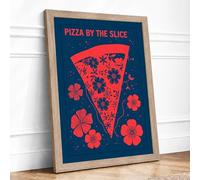 Pizza by the Slice Modern Framed Wall Art Print A4 (29.7×21cm) Oak, Wall Decor for Living Room, Bedroom, Office & Home, Ready to Hang, Art Gift
