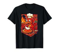 Pizza Chef Dragon Cooking in Fiery Kitchen, Fun Art T-Shirt