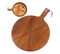 Pizza Chopping Board, Large Tray with 6 Slots, Wooden Pizza Board with Serving Shovel | For Home Kitchen Cooking Meat Meat Cheese Bread Homemade Fruit and Preparation Past