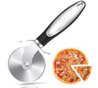 Pizza Cutter, Premium Stainless Steel Large Pizza Slicer, Easy to Clean & Cut Pizza Wheel, Super Sharp, Non-Slip Handle & Dishwasher Friendly (Black)
