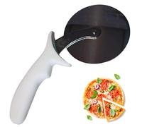 Pizza Cutter with Wheel Slicer Stainless Steel Blade and Plastic Handle Anti-Slip, Professional Pizza Slicer Through Crusts, Pies and More, Dishwasher Safe (White)