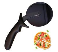 Pizza Cutter with Wheel Slicer Stainless Steel Blade and Plastic Handle Anti-Slip, Professional Pizza Slicer Through Crusts, Pies and More, Dishwasher Safe (Black)