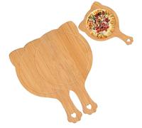 Pizza Cutting Board, Wooden Boards For Serving Food, Nonstick, Lightweight, Hand Crafted Wooden Tray, With Groove Guides & Handle, For Food Transferring & Serving(10 inch Cute Cat Ears,2pack)