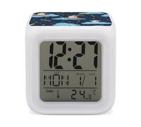 Pizza Dog Clouds Digital Alarm Clock Funny 7 Color Change Night Alarm Light Clocks for Sleep Sport Use