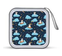 Pizza Dog Clouds Funny CD Case 40 Capacity DVD Holder Portable Storage Disc Binder Wallet for Car Home Travel