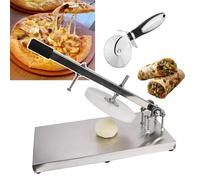 Pizza Dough Press Machine, Stainless Steel Manual Pizza Pastry Press Machine with Plate, Adjustable Extension Arm Angle, Household Pizza Press for Home Kitchen Commercial Use