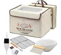 Pizza Dough Proofing Box Bread Proofing Box Foldable Pizza Bread Proofer Yogurt Maker with Sourdough Making Kit - 9 Inch Proofer Basket, Lame, Scraper, Metal Rack - Temperature 70-131℉ 99 H Timer