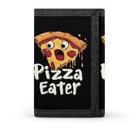 Pizza Eater Funny Men's Wallets Trifold Women Purse with Coin Pocket 8 Card Slots Keyring Photo Window