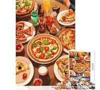 Pizza Feast Still Life Illustration 1000 Piece Jigsaws for Adults Puzzle Stimulate Active Brain And Mind Gentle Relaxing Fun Activity (38x26cm)