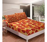 Pizza Fitted Sheet Pepperoni Be Print Bedding Set Kids Funny Bed Sheet Set for Boys Girls Room Lightweight Delicious Pizza Theme Bed Cover 3Pcs Double Size