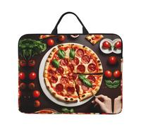 Pizza Food Print 14in Laptop Case Sleeve Bag â€“ Portable Handle, Business Travel, Commuting, Accessory Pocket