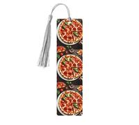 Pizza Food Print Wooden Bookmarks with Tassels, Wood Book Markers for Book Lovers, Teachers & Present