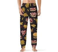 Pizza French Fries Burger Men's Pyjama Bottoms Soft Lounge Pants with Pockets Lightweight Sleepwear for Home Beach M