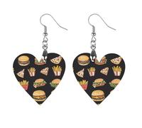 Pizza French Fries Hamburgers Artistic Wooden Earrings Pendant Vintage Earring Hooks Trendy Vacation Dangle Boho Eardrop Star