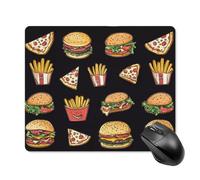 Pizza French Fries Hamburgers Gaming Mouse Pad with Rubber Base