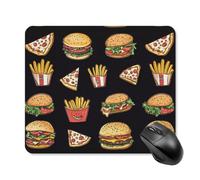 Pizza French Fries Hamburgers Gaming Mouse Pad with Rubber Base