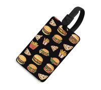 Pizza French Fries Hamburgers Luggage Tag for Suitcases Identify Labels Privacy Travel Baggage for Women Men