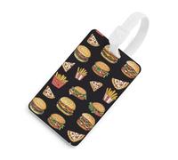 Pizza French Fries Hamburgers Luggage Tag for Suitcases Identify Labels Privacy Travel Baggage for Women Men