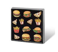 Pizza French Fries Hamburgers Square Metal Brooches 1 Inch Memorial Badges Exquisite Decorations Pins for Clothing