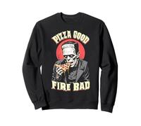 Pizza Good Fire Bad Funny Frankenstein Halloween Slice Chef Sweatshirt