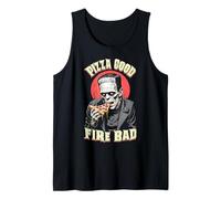 Pizza Good Fire Bad Funny Frankenstein Halloween Slice Chef Tank Top